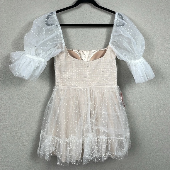 NWT By Watters Macaron Mini Dress Pearl Accent Tulle Babydoll Wedding Sz 10 - Picture 5 of 16